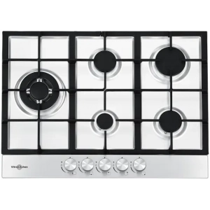 Placa de gas Vitrokitchen EN73IB, 5 zonas, 70 cm, Wok, inox