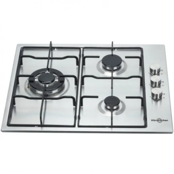 Placa de gas butano y natural Vitrokitchen EN630LIB, 3 zonas, Wok, inox - imagen 2