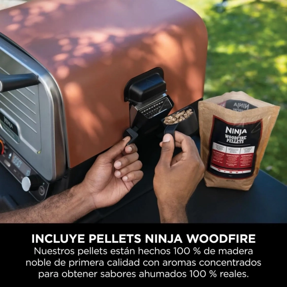 Horno exterior de sobremesa Ninja OO101EU, para pizza, con ahumador WoodFire, 8 funciones, terracota y acero - imagen 10