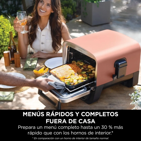 Horno exterior de sobremesa Ninja OO101EU, para pizza, con ahumador WoodFire, 8 funciones, terracota y acero - imagen 11