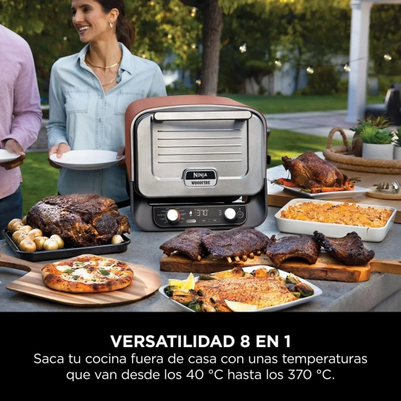 Horno exterior de sobremesa Ninja OO101EU, para pizza, con ahumador WoodFire, 8 funciones, terracota y acero - imagen 3