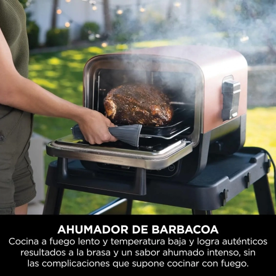 Horno exterior de sobremesa Ninja OO101EU, para pizza, con ahumador WoodFire, 8 funciones, terracota y acero - imagen 9