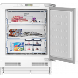 Congelador vertical integrable bajo encimera Beko BU1204N, 82 x 59.5 x 54.5 cm, Cíclico, clase E, 175 kWh año, MinFrost, 36dB, puerta reversible,...