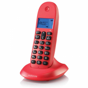 Teléfono inalámbrico Motorola C1001, single, timbre polifónico, manos libres, LCD retroiluminado, ref. MOT31C1001R, rojo