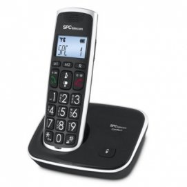 Teléfono inalámbrico Dect Spc 7608N, con teclas grandes, agenda 20 nombres, identidad llamadas, LCD, ECO, negro