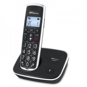 Teléfono inalámbrico Dect Spc 7608N, con teclas grandes, agenda 20 nombres, identidad llamadas, LCD, ECO, negro