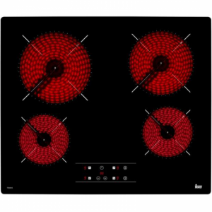 Placa vitrocerámica Teka TB 6415 60cm 4 zonas sin marco control táctil zona gigante 21cm 6300W Ref: 40239042 negro