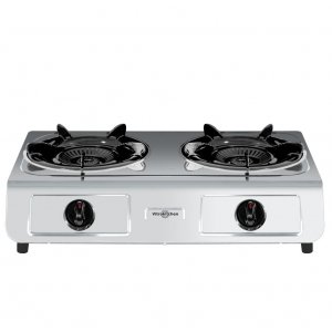 Hornillo a gas natural Vitrokitchen Ciclón 265IN, 2 zonas, gas natural, uso interior y exterior, válvula seguridad, parrilla acero esmaltada, acero inox