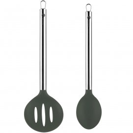 Set de 2 piezas para servir, espumadera y cucharon Fagor Melier, acero inoxidable 18/10 y silicona, resistente altas temperaturas