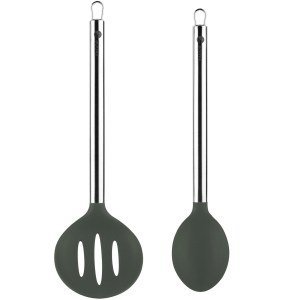 Set de 2 piezas para servir, espumadera y cucharon Fagor Melier, acero inoxidable 18/10 y silicona, resistente altas temperaturas