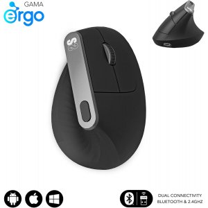 Ratón Subblim VERTICAL ERGO DUAL, inalámbrico, Bluetooth, a batería, negro