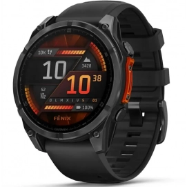 Reloj Smartwatch Garmin Fenix 8, 010-02904-00, 47 mm, correa silicona negra, titanio gris