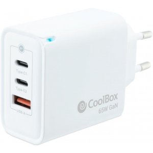 Coolbox Cargador Pared GAN 65W USB-C/USB-C/USB-A