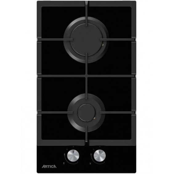 Placa de gas natural y butano modular Artica ACG60201, 2 zonas, Cristal Gas, 4000W, cristal negro