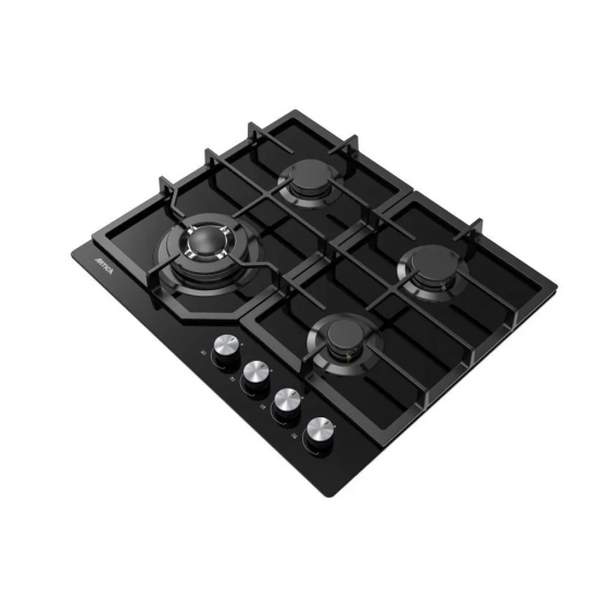 Placa de gas natural y butano Artica ACG60401, 4 zonas, Cristal Gas, hierro forjado, Wok, 7800W, cristal negro - imagen 2