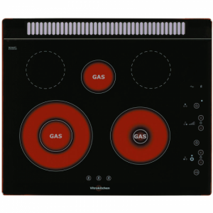 Vitrocerámica a gas Vitrokitchen 3VT-201TGBA 60 cm gas butano sin batería 5 zonas digital 5300W negro