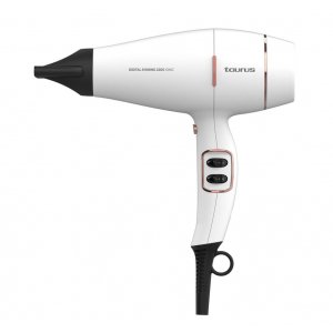 Secador de pelo Taurus DIGITAL SHINING 2200 IONIC, 2200W, motor digital, tecnología iónica, 2 velocidades, 3 temperaturas, ref: 900389000, blanco