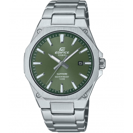 Reloj Casio Edifice Basic EFR-S108D-3AVUEF, analógico, 3 manecillas, resistente al agua, 10 bar, acero inox, esfera verde