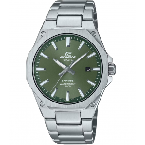 Reloj Casio Edifice Basic EFR-S108D-3AVUEF, analógico, 3 manecillas, resistente al agua, 10 bar, acero inox, esfera verde