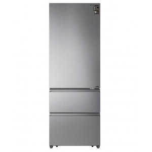 Frigorífico combi francés Infiniton FRD-456WT20XEN, 3 puertas, 200 x 70.4 x 69.4 cm, No Frost, clase E, 296 kWh año, 38dB, Inverter, 493 litros, reversible, cajón Fresh Zone, inox