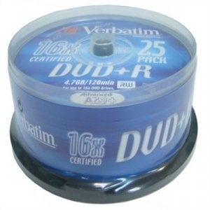 Discos VERBATIM DVD+R 4.7GB 16x Tubo 25 unidades