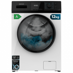 Lavadora Cecotec Bolero DressCode 12410 Inverter, 12kg, 1400rpm, clase A-10%, 44 kWh año, 76dB, 16 programas, Vapor, Inverter, blanco