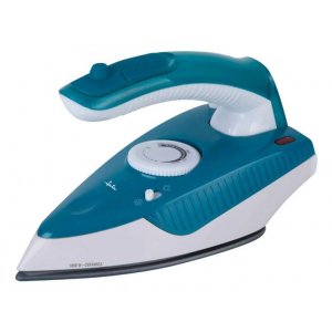 Plancha de vapor de viaje Jata JEPL2810, suela cerámica, 1000W, mango abatible, azul