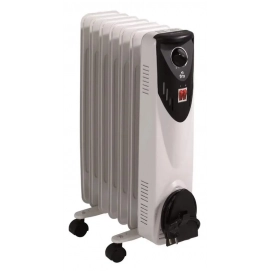 Radiador de aceite FM BR-15, 7 elementos, 3 potencias, 1500W, termostato regulable, blanco