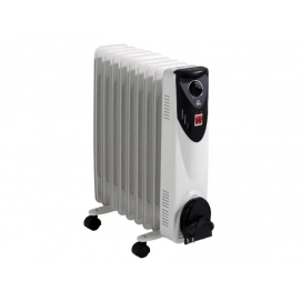 Radiador de aceite FM BR-20, 9 elementos, 3 potencias, 2000W, termostato regulable, blanco