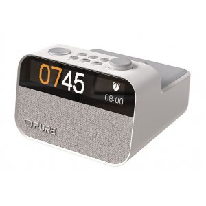 Reloj despertador Pure MOMENT CHARGE BT, cargador inalámbrico, Bluetooth, con luz, blanco