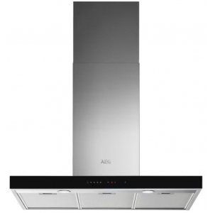 Campana decorativa de pared horizontal AEG DBE5961HG, Serie 9000 SilenceTech, 90 cm, 700 m3/h, clase A, 3 velocidades + intensiva, 65dB, Hob2Hood, Touch Control, 2 luces LED, acero inox