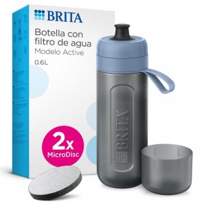 Botella filtrante de agua Brita Active, con 2 filtros MicroDisc, azul oscuro
