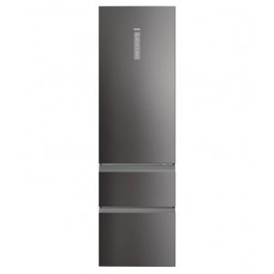 Frigorífico combi Haier HTW7620CNMP, 3D 60 Series 7 Pro, 3 puertas, 205 x 59.5 x 66.7 cm, No Frost, clase C, 181 kWh año, 35dB, 414 litros, iA, Haier Air Surround, display, luz LED, reversible, inox negro