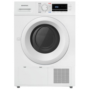 Secadora de condensación con bomba de calor Infiniton SD-HT86, 8kg, clase A++, 235 kWh año, 65dB, 16 programas, Inverter, display, blanco