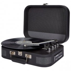 Giradiscos tocadiscos vintage Aiwa VPX-1951TN, USB REC, Bluetooth 5.0, maletín piel, con altavoces, negro
