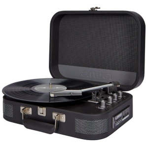 Giradiscos tocadiscos vintage Aiwa VPX-1951TN, USB REC, Bluetooth 5.0, maletín piel, negro