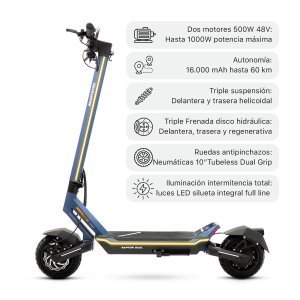 Patín eléctrico SmartGyro SmartGyro Raptor Dual Evo, Gama Élite, motor 2 x 500W (1000W), ruedas 10