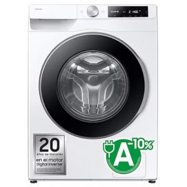 Lavadora Samsung WW90DG6U85LEU3, 9kg, 1400rpm, clase A, 44 kWh/100 ciclos, 72dB, EcoBubble, Vapor, 23 programas, Autodosificación, WiFi, blanco
