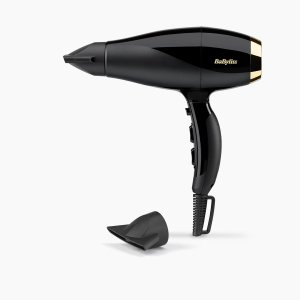 Secador de pelo Babyliss SUPER PRO 2300 6714E, motor AC, 2300W, 2 boquillas, con difusor, motor iónico, negro y dorado