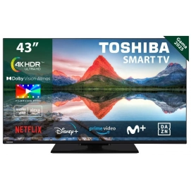 Televisión LED Toshiba 43UV3463DG, 43 pulgadas, 4K Ultra HD, Smart TV VIDAA, Peana central, Direct LED, HDR10, negro