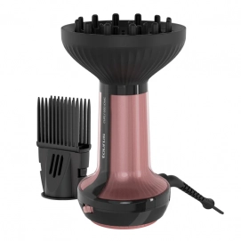 Secador de pelo profesional Taurus Curly 800 Ionic, 800W, 154 microsalidas, 18 dedos, 3 velocidades, 3 temperaturas, cable giratorio, cobre