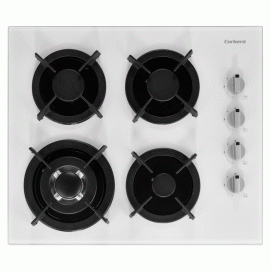 Placa de gas butano y natural Corberó CPCGY2314W, 4 zonas, 60 x 51 cm, Cristal blanco