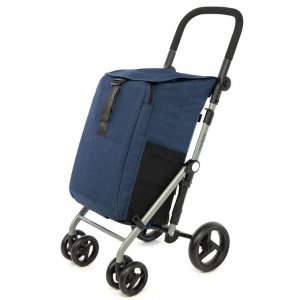 Carro de la compra Carlett Classic Duo, ligero, resistente, plegable, color Denim