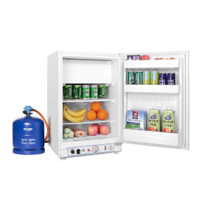 Pack frigorífico de gas Butsir Elegance 100, 79 x 51.2 x 59.5 cm, incluye botella gas butano 2.8 kg llena + kit regulador azul