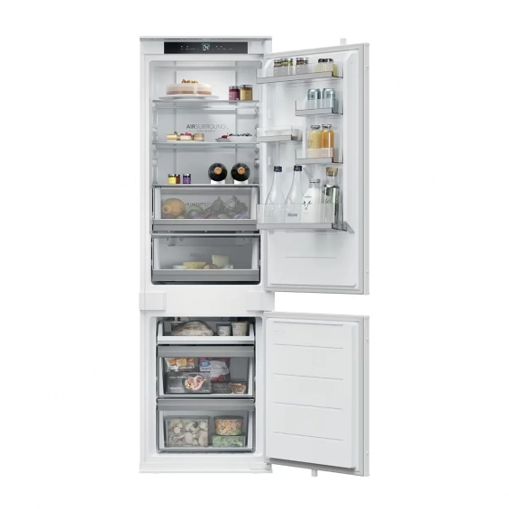 Frigorífico combi integrable Haier HBQW5518E, ID Titanium 2, 177.2 x 54 x 55 cm, No Frost, clase E, 229 kWh/año, 35dB, 251 litros, luz LED, MultiFlow, reversible, WiFi, blanco