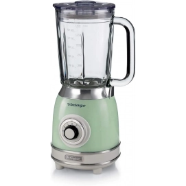 Batidora de vaso Vintage Ariete 583/04, jarra cristal 1.5 litros, 4 cuchillas acero inox, 4 velocidades, función pulse, verde