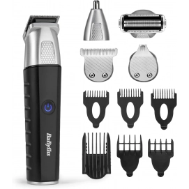 Cortapelos barbero Babyliss MT812E, multifunción 11 en 1, inalámbrico, 5 cabezales magnéticos, afeitadora, barbero, naricero, orejero, negro y gris – imagen 4