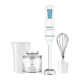 Robot batidora de mano Taurus Robot 1000 Plus Inox, 1000W, 2 velocidades + turbo, con accesorios, blanco y azul