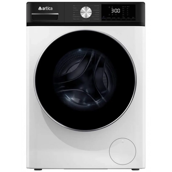 Lavadora Artica AQUAPLUS8AB, 8kg, 1400rpm, clase A-10%, 42 kWh/100 ciclos, 76dB, 15 programas, Vapor,  Inverter, display, luz tambor, blanco y negro