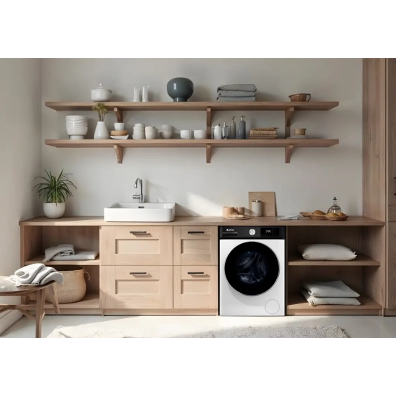 Lavadora Artica AQUAPLUS8AB, 8kg, 1400rpm, clase A-10%, 42 kWh/100 ciclos, 76dB, 15 programas, Vapor,  Inverter, display, luz tambor, blanco y negro - imagen 4